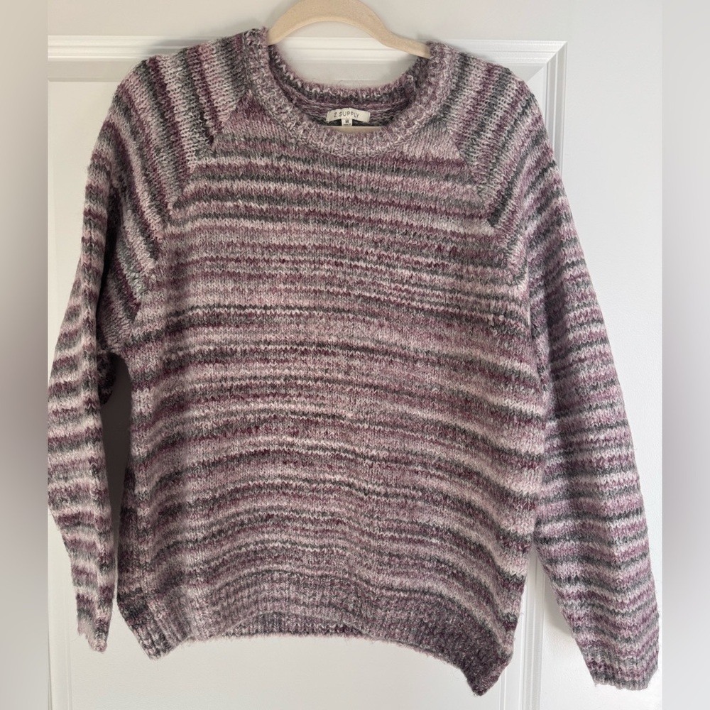 Z Supply Purple and Gray Striped Sweater